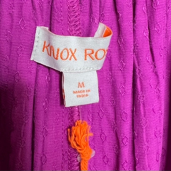 New with Tag Knox Rose Womens Purple Ruffle Polka Dot Texture Long Sleeve Blouse - Picture 14 of 16